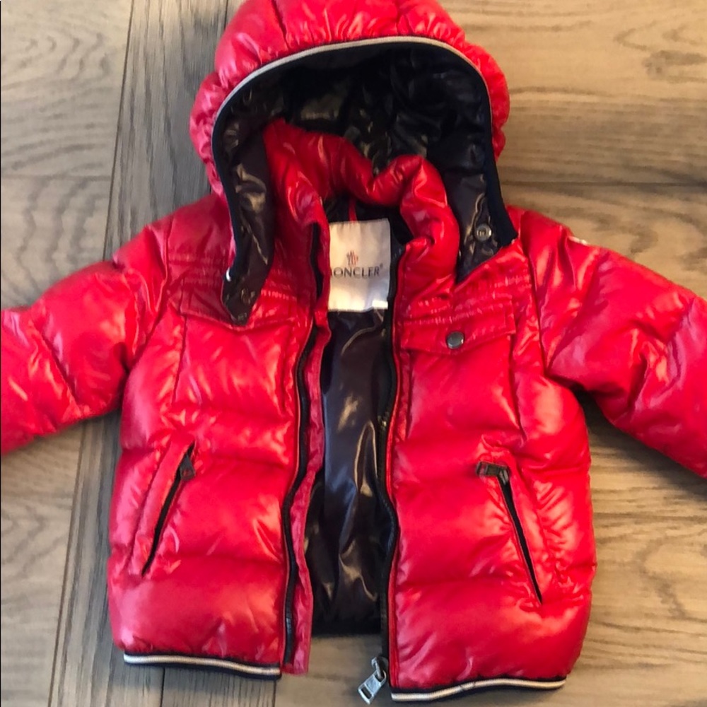 Moncler puffer jacket red 9-12 months runs big